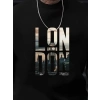 Erkek Uzun Kollu Bisiklet Yaka London Logo Baskılı Iki Iplik Sweat