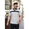 Erkek Yakalı çizgili Kısa Kollu T-shirt