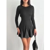 Eteği kloş crep mini elbise s1267