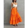 Fırfırlı brodeli astarlı uzun etek turuncu s255047