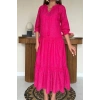 Fuşya Dantelli New Elbise