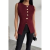 GOLD DÜĞME DETAYLI YELEK - Bordo