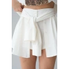 Gömlek Bağlamalı Şort - Krem