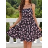 Kadın Askılı çiçek Desenli Süprem Mini Elbise