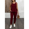 Kadın Askılı Yuvarlak Yaka Viskon Iki Iplik Bluz Ve Eşofman Altı Ikili Takım