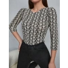 Kadın Baskılı Bisiklet Yaka Bluz
