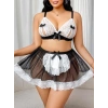 Kadın Büyük Beden  Seksi Hizmetçi Kostüm Fantezi Transparan Tül Fantezi Erotik 8006