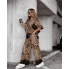 Kadın Dalgıç Kumaş Leopar Desenli Fermuar Detaylı Ikili Tamım