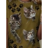 Kadın Kısa Kollu Kedi Ve Pati Baskılı Süprem T-shirt