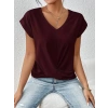 Kadın Kısa Kollu V Yakalı önden çapraz Geçmeli Detay Viskon Bluz