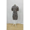 Kadın Kısa Kollu Yakalı Leopar Desenli Süprem Elbise