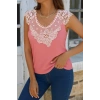 Kadın Kolsuz Dantel Yaka Kaşkorse Bluz