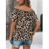 Kadın Madonna Yaka Fırfırlı Leopar Desenli Mikro Kumaş Bluz