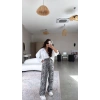 Kadın Saten Kumaş Leopar Desenli Pantolon