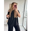 Kadın Tek Omuzdan Açık Geniş Kesim Viskon Iki Iplik Bluz Ve Pantolon Ikili Takım