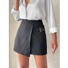Kadın tokalı şort etek siyah s25449