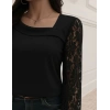 Kadın Uzun Kollu Asimetrik Yakalı Dantelli Ithal Krep Bluz