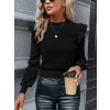 Kadın Uzun Kollu Bisiklet Yaka Omuzları Fırfırlı Triko Bluz