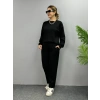 Kadın Uzun Kollu Bisiklet Yaka Viskon Iki Iplik Bluz Ve Pantolon Ikili Takım