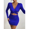 Kadın Uzun Kollu çapraz Dekolte Detaylı Mini Sandy Elbise