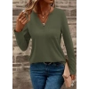 Kadın Uzun Kollu Cepli V Yakalı Viskon Iki Iplik Bluz