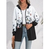 Kadın Uzun Kollu Kapşonlu Fermuarlı çiçek-kelebek Desenli şardonlu Dalgıç Ceket