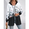 Kadın Uzun Kollu Kapşonlu Fermuarlı çiçek-kelebek Desenli şardonlu Dalgıç Ceket