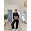 Kadın Uzun Kollu Leopar Detay Sweat Ve Yanı Leopar şerit Detay Pantolon Ikili Takım