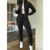 Kadın Uzun Kollu önden Fermuarlı Kısa Modal Ceket Ve Pantolon Ikili Takım