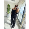 Kadın Uzun Kollu Tek Omuzdan Açık Modal Bluz Ve Pantolon Ikili Takım