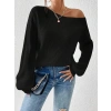 Kadın Uzun Kollu Tek Omuzu Açık Detaylı Triko Bluz
