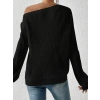 Kadın Uzun Kollu Tek Omuzu Açık Detaylı Triko Bluz