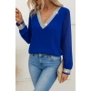 Kadın Uzun Kollu V Pulpayet Yakalı Ithal Krep Bluz