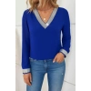 Kadın Uzun Kollu V Pulpayet Yakalı Ithal Krep Bluz