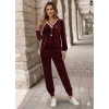 Kadın Uzun Kollu V Yaka Kadife Bluz Ve Pantolon Ikili Takım