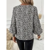 Kadın Uzun Kollu V Yaka Kollar Gipe Detaylı Leopar Desenli Süprem Bluz