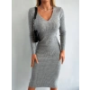 Kadın Uzun Kollu V Yaka Triko Elbise