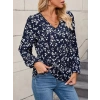 Kadın Uzun Kollu V Yakalı çiçek Desenli Modal Bluz