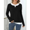 Kadın Uzun Kollu V Yakalı çift Renkli Viskon Iki Iplik Bluz
