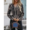 Kadın Uzun Kollu V Yakalı Desenli Dalgıç Bluz