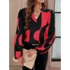 Kadın Uzun Kollu V Yakalı Desenli Modal Bluz