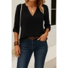 Kadın Uzun Kollu V Yakalı Ithal Krep Bluz