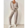 Kadın Uzun Kollu V Yakalı Kaşkorse Bluz Ve Pantolon Ikili Takım