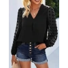 Kadın Uzun Kollu V Yakalı Kolları Popon Detaylı Sandy Bluz