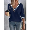 Kadın Uzun Kollu V Yakalı Waffle Bluz