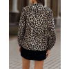 Kadın Uzun Kollu Yakadan Bağcıklı Leopar Desenli Süprem Bluz