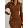 Kadın Uzun Kollu Yakalı Triko Elbise