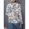 Kadın Uzun Kollu Yarı Balıkçı Yaka Desenli Süprem Bluz