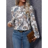 Kadın Uzun Kollu Yarı Balıkçı Yaka Desenli Süprem Bluz