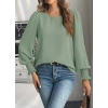 Kadın Uzun Kollu Yuvarlak Yaka Aerobin Bluz